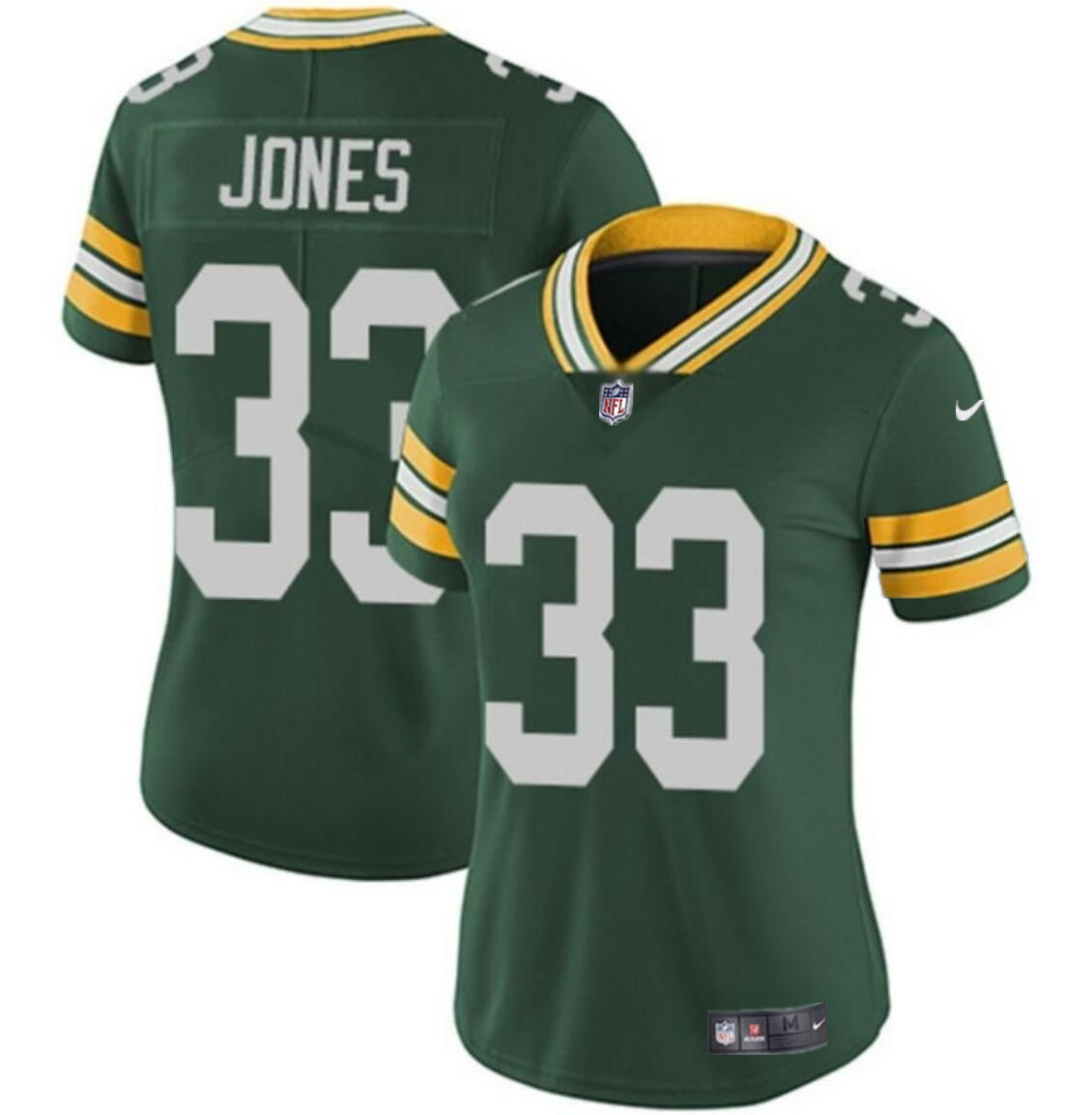 Nike Packers #33 Aaron Jones Green Team Color Women's Stitched NFL Vapor Untouchable Limited Jersey